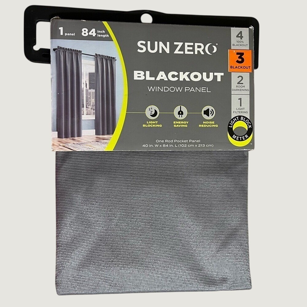 Sun Zero Doucet Thermal Blackout Curtain Panel Gray 40 X 84 Energy Saving NWT